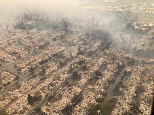 Destroyed homes in the Coffey Park neighborhood